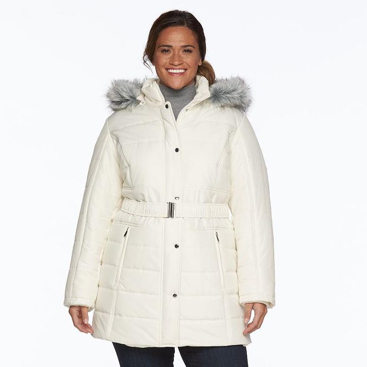 Plus Size D.e.t.a.i.l.s Hooded Quilted Jacket, Women's, Size: 3xl, White Oth