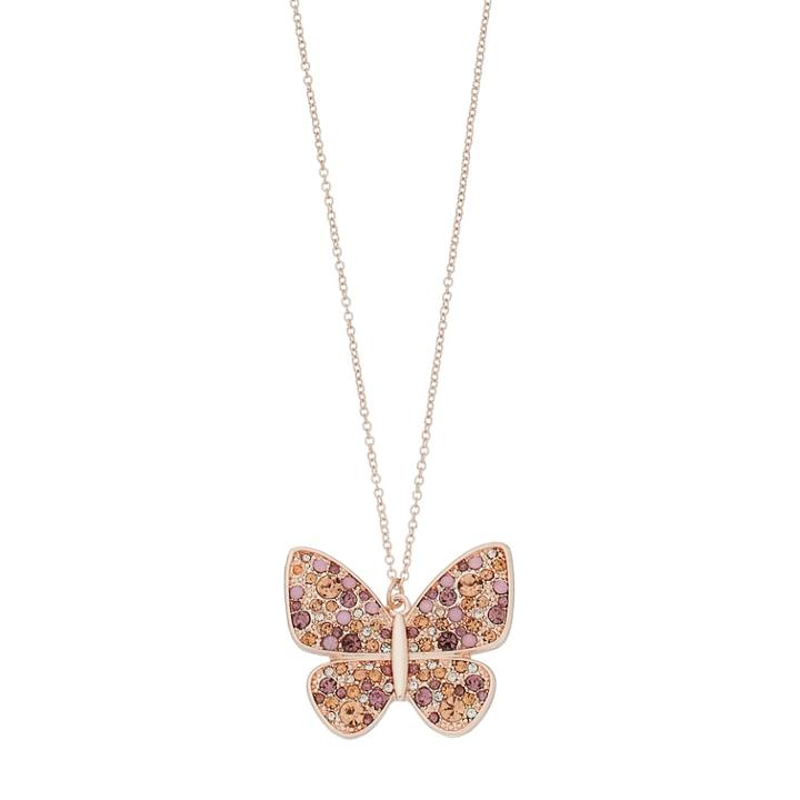 Lc Lauren Conrad Long Butterfly Pendant Necklace, Women's, Pink