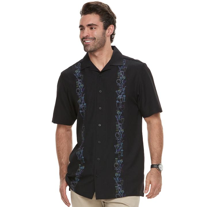 Big & Tall Haggar Regular-fit Button-down Camp Shirt, Men's, Size: L Tall, Black