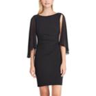 Women's Chaps Ruched Chiffon-overlay Sheath Dress, Size: Xs, Black