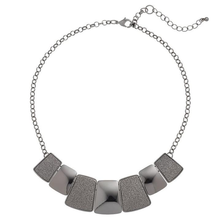 Glittery Graduated Rectangle Necklace, Women's, Oxford