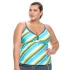 Plus Size Free Country Striped Underwire Tankini Top, Women's, Size: 2xl, Blue Other