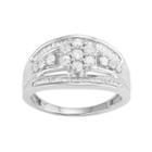 10k White Gold 1 Carat T.w. Diamond Flower Ring, Women's, Size: 6