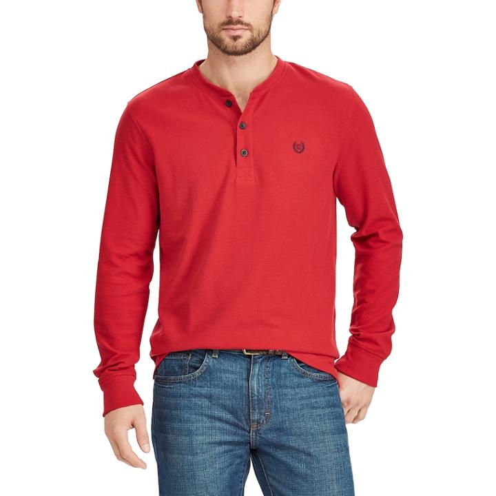 Big & Tall Chaps Classic-fit Waffle-weave Henley, Men's, Size: 3xl Tall, Red