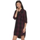 Women's Rock & Republic&reg; Plaid Lace-up Shirtdress, Size: Xs, Red