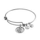 Love This Life Crystal Mother Daughter Butterfly Charm Bangle Bracelet, Women's, Grey