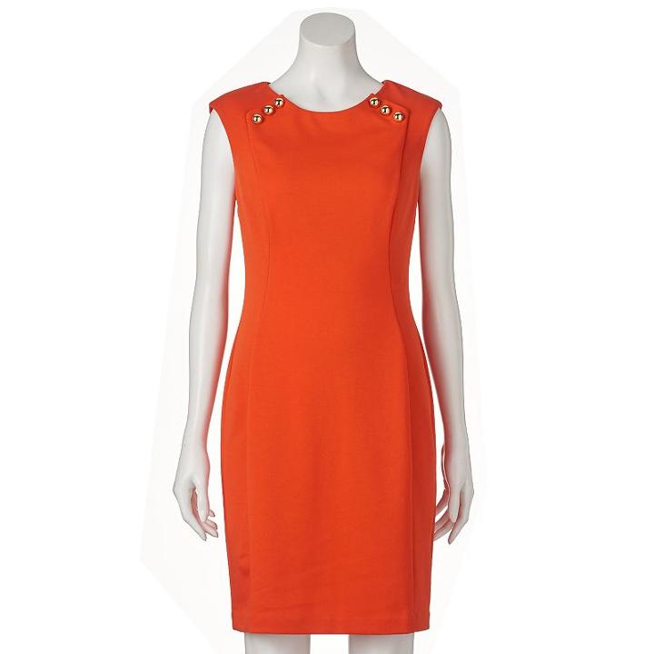 Women's Dana Buchman Embellished Sheath Dress, Size: 10, Orange Oth