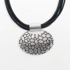 Napier Silver Tone Pebbled Oval Pendant, Women's, Grey