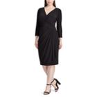 Plus Size Chaps Jersey Faux-wrap Sheath Dress, Women's, Size: 16 W, Black