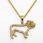 Sophie Miller 14k Gold Over Silver Black And White Cubic Zirconia Dog Pendant, Women's, Size: 18
