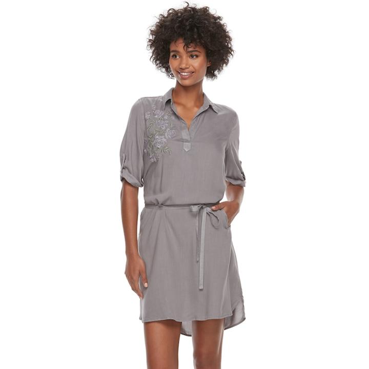 Women's Sonoma Goods For Life&trade; Embroidered Shirtdress, Size: Large, Med Purple