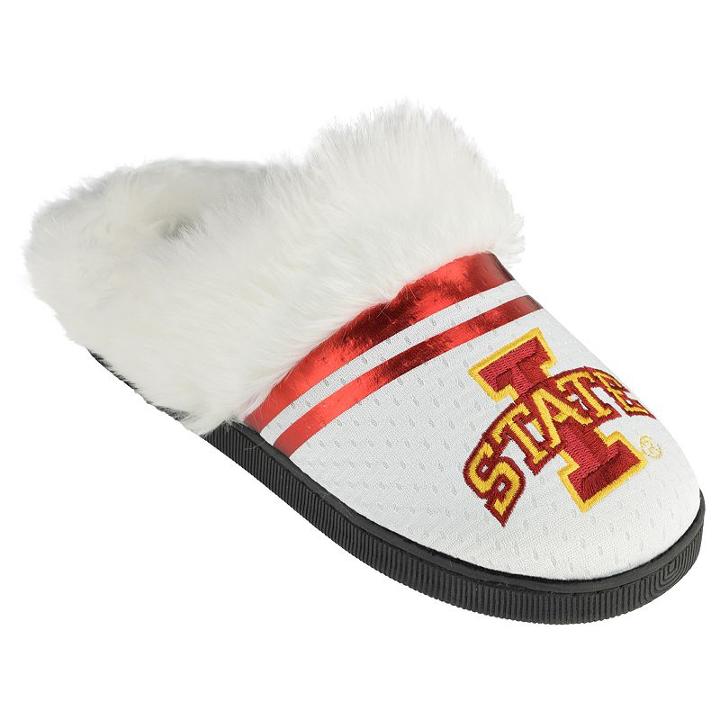 Women's Iowa State Cyclones Plush Slippers, Size: Large, White