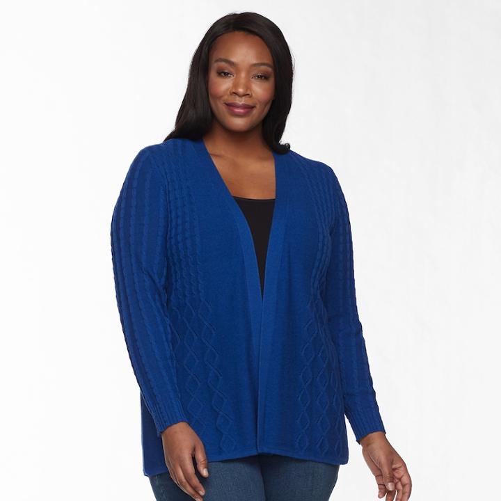 Plus Size Croft & Barrow&reg; Cable Knit Cardigan Sweater, Women's, Size: 2xl, Dark Blue