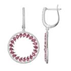 Sterling Silver Simulated Pink Sapphire & Cubic Zirconia Hoop Drop Earrings, Women's