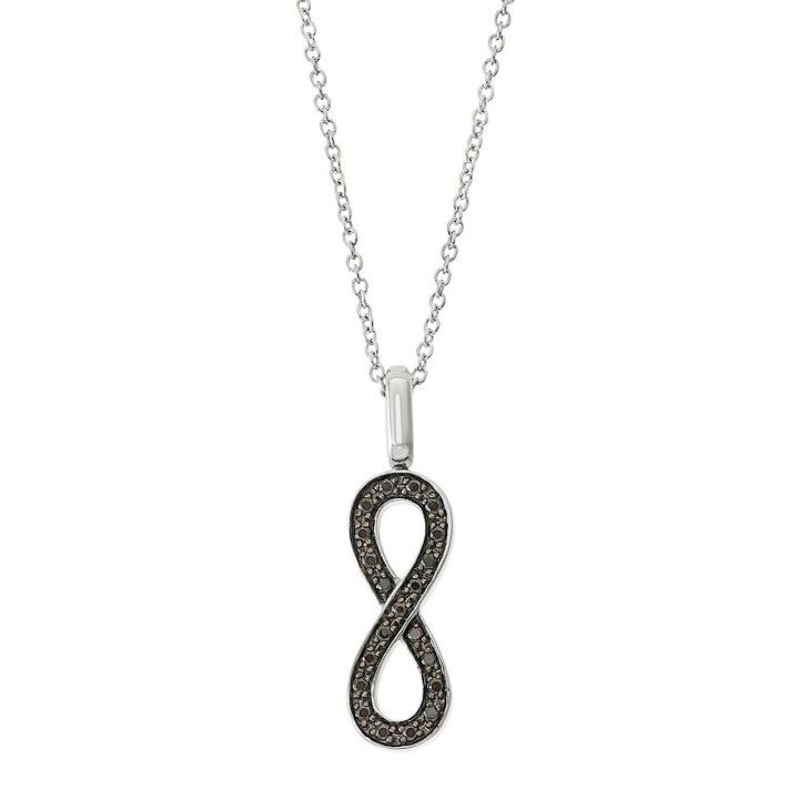 Sterling Silver 1/5 Carat T.w. Black & White Diamond Infinity Pendant Necklace, Women's, Size: 18