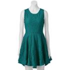 Juniors' Up By Ultra Pink Crochet Skater Dress, Teens, Size: Medium, Dark Green