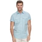 Men's Apt. 9&reg; Premier Flex Slim-fit Stretch Textured Woven Button-down Shirt, Size: Small Slim, Turquoise/blue (turq/aqua)