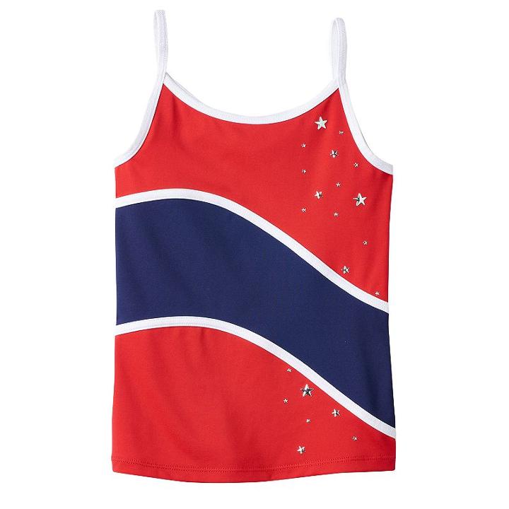 Girls 4-14 Jacques Moret Gym Champ Stars Camisole Tank Top, Girl's, Size: Large, Red