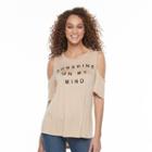 Women's Apt. 9&reg; Cold-shoulder Graphic Tee, Size: Xl, Grey