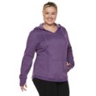 Plus Size Tek Gear&reg; V-neck Hoodie, Women's, Size: 3xl, Drk Purple