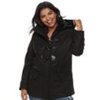 Juniors' Plus Size Urban Republic Hooded Duffle Toggle Coat, Teens, Size: 2xl, Black