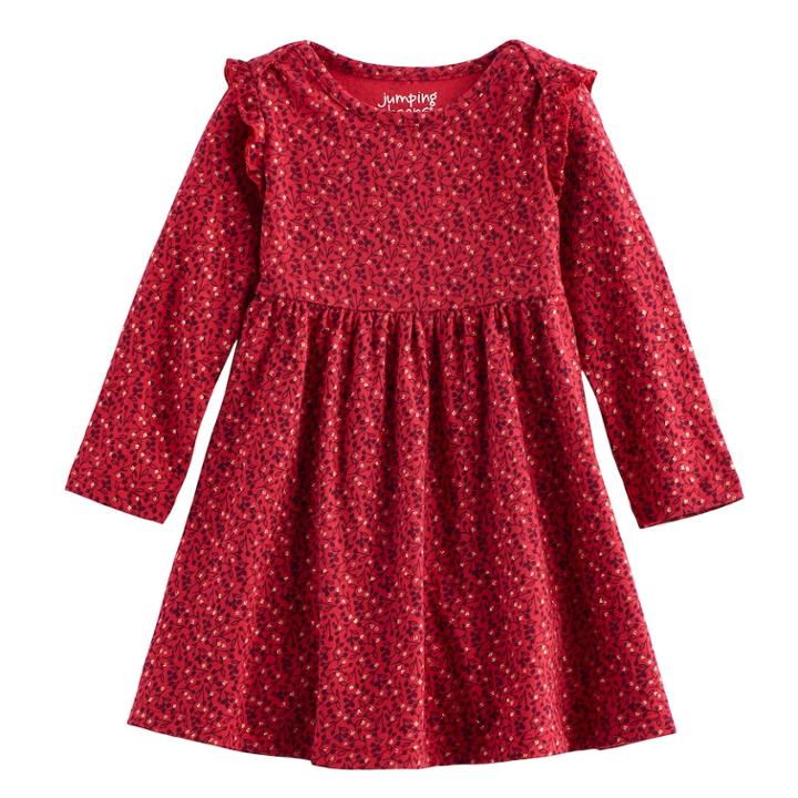 Jumping Beans&reg; Baby Girl Printed Babydoll Dress, Size: 24 Months, Med Red