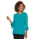 Petite Napa Valley Boatneck Bell-sleeve Sweater, Women's, Size: S Petite, Turquoise/blue (turq/aqua)