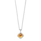 Sterling Silver Citrine & Cushion Pendant Necklace, Women's, Size: 18, Yellow