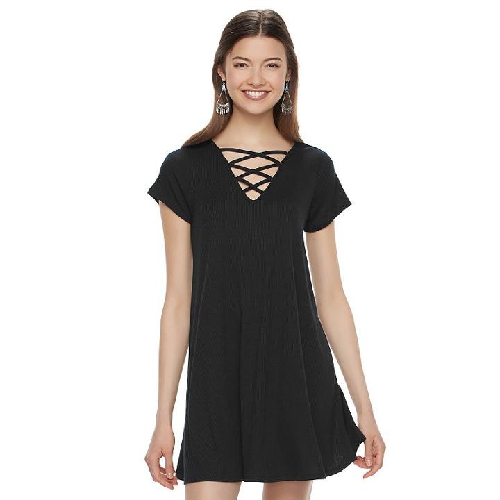 Juniors' Love, Fire Crisscross Swing Dress, Girl's, Size: Medium, Black