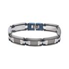 Stainless Steel, Blue Immersion-plated Stainless Steel, And White And Black Ceramic Bracelet - Men, Size: 8.5