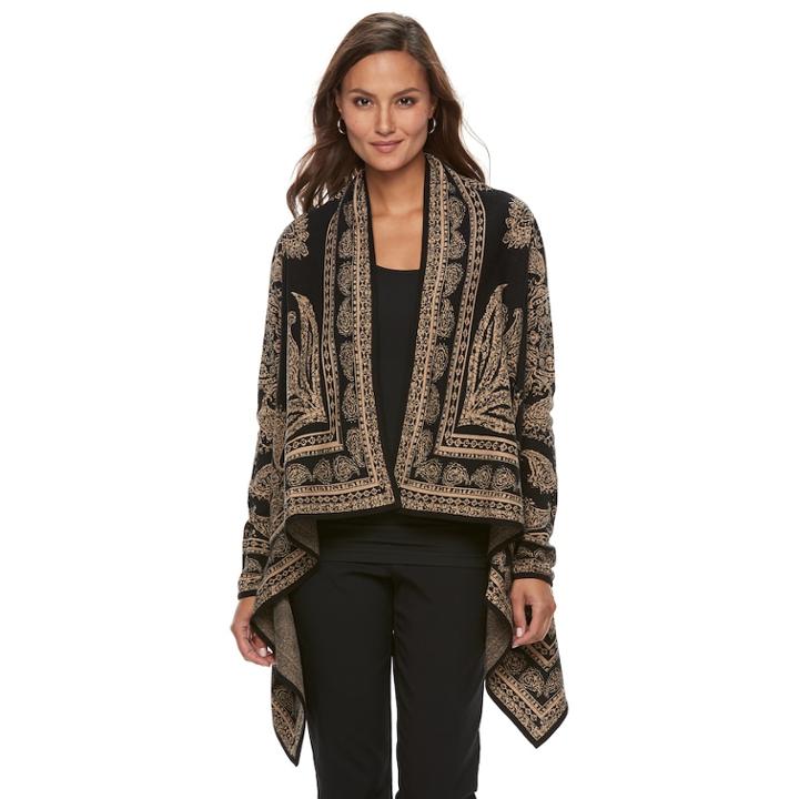 Women's Dana Buchman Patterned Flyaway Cardigan, Size: Small, Med Beige