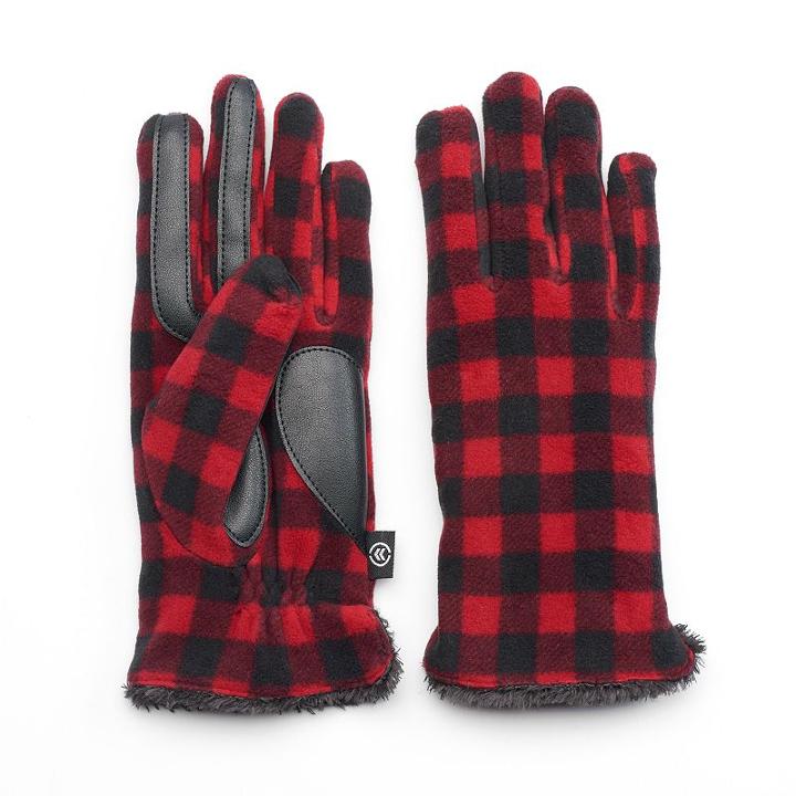 Women's Isotoner Fleece Tech Gloves, Brown Over