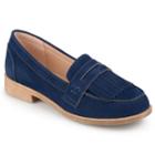 Journee Collection Larue Women's Heeled Loafers, Girl's, Size: 6, Blue (navy)