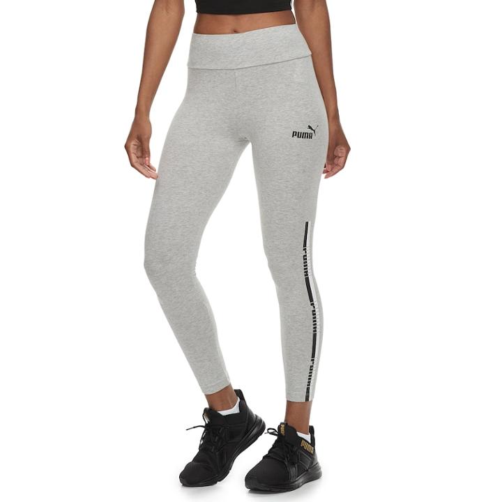 Women's Puma Graphic Tape High-waisted Leggings, Size: Xxl, Grey