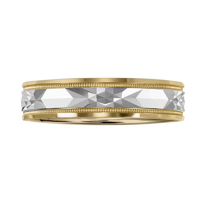 Cherish Always 10k Gold Two Tone Wedding Band - Men, Size: 9, Multicolor