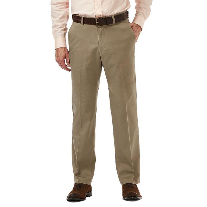 Men's Haggar Classic-fit Textured Stretch Expandable Waistband Chino Pants, Size: 42x30, White Oth