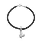 Logoart Sterling Silver & Leather Alpha Gamma Delta Sorority Squirrel Bracelet, Women's, Size: 7.5, Grey
