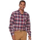 Men's Sonoma Goods For Life&trade; Flexwear Modern-fit Plaid Stretch Button-down Shirt, Size: Xl, Med Red