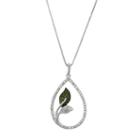 Sterling Silver 1/5 Carat T.w. Diamond Teardrop Leaf Pendant Necklace, Women's, Size: 18