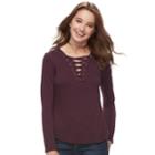 Juniors' Pink Republic Solid Lace-up Top, Teens, Size: Xs, Med Red