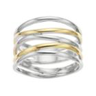 Two Tone Sterling Silver Crisscross Ring, Women's, Size: 7