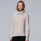 Women's Simply Vera Vera Wang Cable Knit Turtleneck Sweater, Size: Xl, Silver