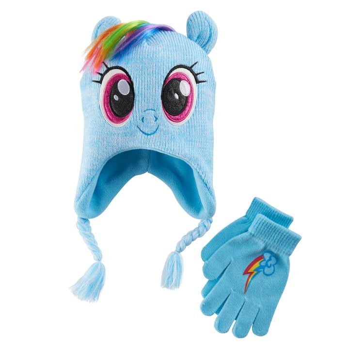 Girls 4-16 My Little Pony Rainbow Dash 3d Ears & Mane Hat & Gloves Set, Blue