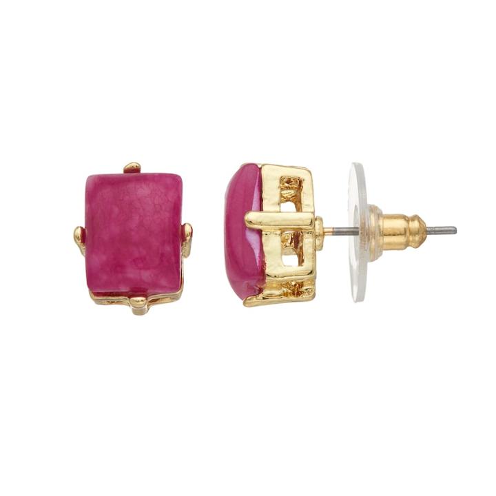 Lc Lauren Conrad Quartz Nickel Free Rectangle Stud Earrings, Women's, Pink