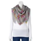 Women's Candie's&reg; Fringed Floral Print Triangle Scarf, Grey