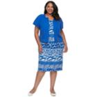 Plus Size Maya Brooke Print Dress & Jacket Set, Women's, Size: 20 W, Blue