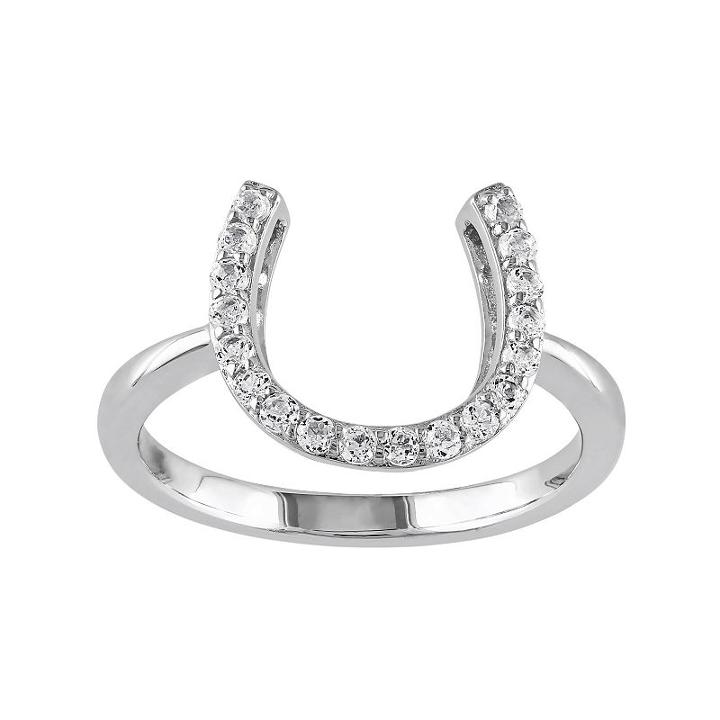 White Topaz Sterling Silver Horseshoe Ring, Women's, Size: 9