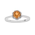 Sterling Silver Citrine Scalloped Frame Ring, Women's, Size: 7, Orange