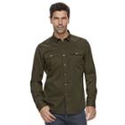 Men's Marc Anthony Slim-fit Texture-striped Military Button-down Shirt, Size: Small, Green
