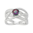 Sterling Silver Mystic Fire Topaz & Cubic Zirconia Crisscross Ring, Women's, Size: 7, Purple